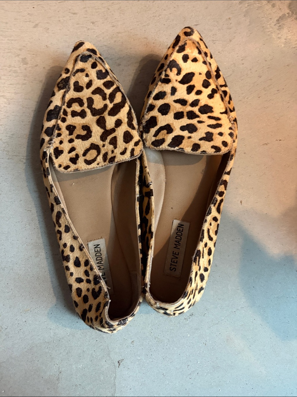 Steve Madden Leopard-Print Pointed Toe Flats - Brown/Black
